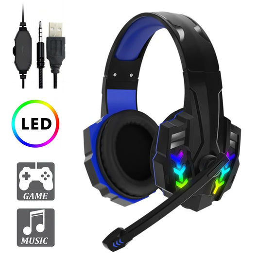 USB 3.5mm Wired Gaming Headphones With Microphone Noise Cancelling HiFi Stereo Bass Gamer Headset For PS4 PS5 Xbox One Laptop PC