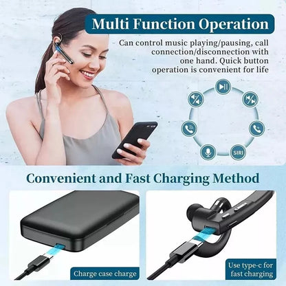 YYK-520 Wireless Headphones Business Bluetooth 5.3 Earphones Hands-free Call Mic Noise Cancelling Headset Earbuds for Driving