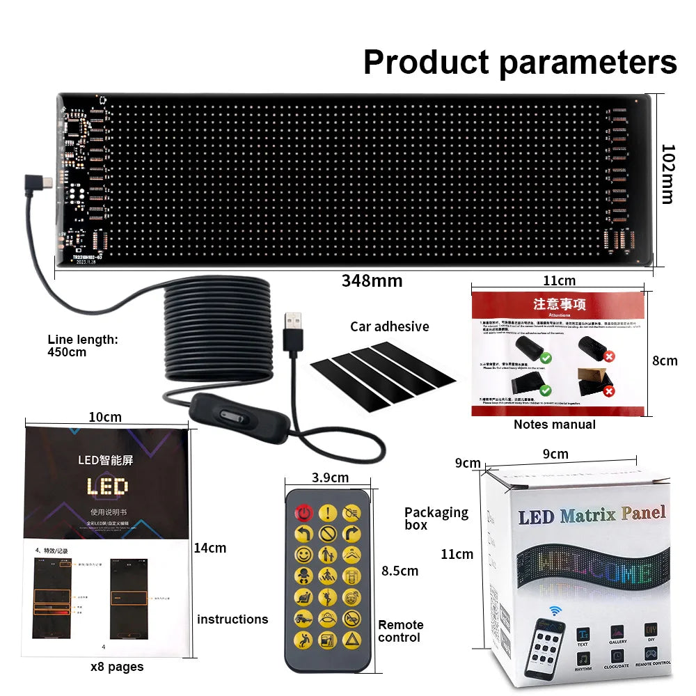 LED Car Sign with Scrolling Animation - App-Controlled for Eye-Catching Display