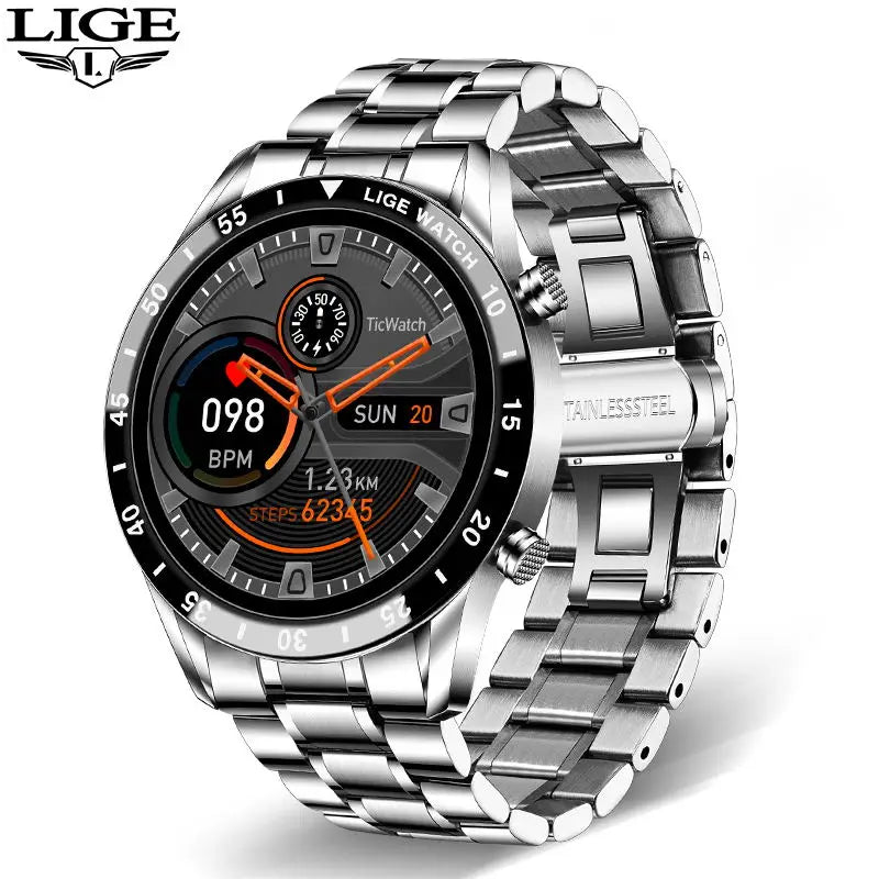 LIGE 2024 Smart Watch - Full Circle Touch Screen, Bluetooth Call, Waterproof