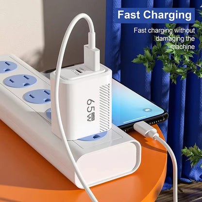 Xiaomi 65W Fast Charger: USB A/C Ports with QC 3.0 for Rapid Charging