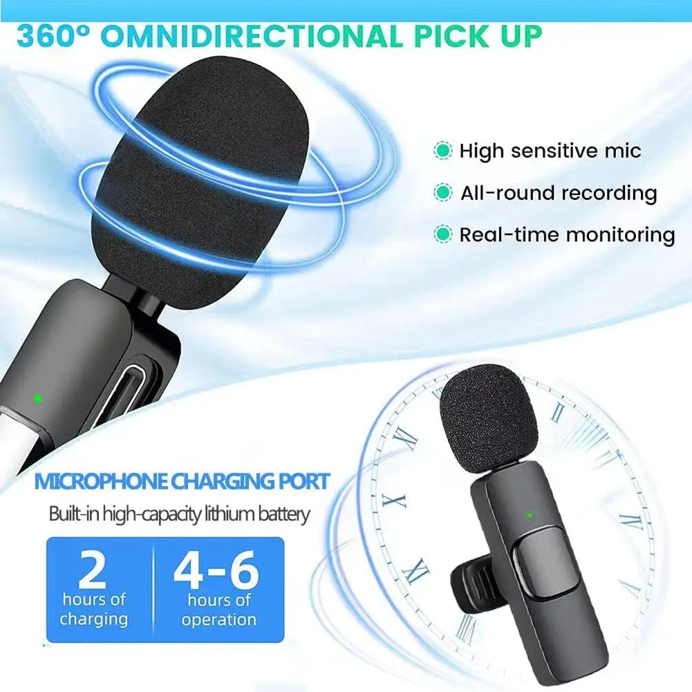 Lavalier Wireless Microphone 2 Pack – Portable Noise Cancelling/Muting Mic for Recording & Live Streaming on TikTok