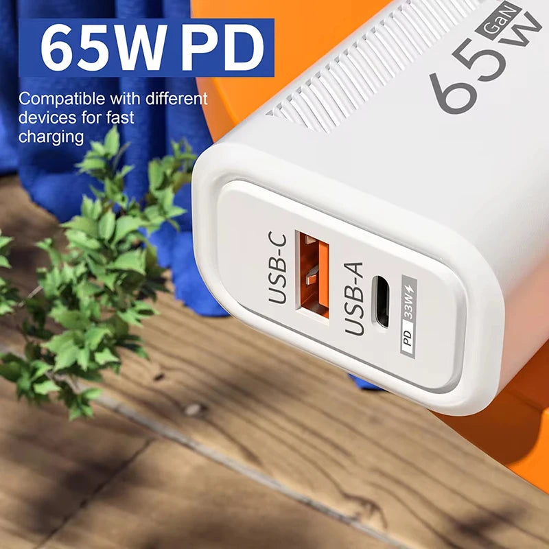 Xiaomi 65W Fast Charger: USB A/C Ports with QC 3.0 for Rapid Charging