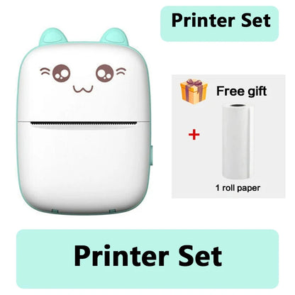 Mini Portable Thermal Printer - Cute Cat Design for Photos, Labels, and Memos