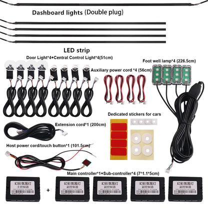 64-Color Car Interior Ambient Light - App-Controlled for Custom Lighting