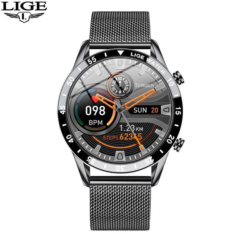 LIGE 2024 Smart Watch - Full Circle Touch Screen, Bluetooth Call, Waterproof