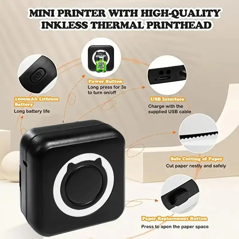 Portable Wireless Thermal Printer for Photos & Labels