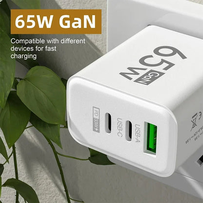 搭载 PD3.0 的 65W GaN USB-C 充电器：随时随地实现超级快速充电