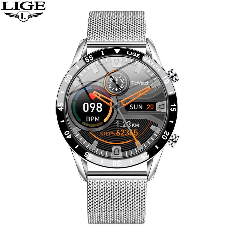 LIGE 2024 Smart Watch - Full Circle Touch Screen, Bluetooth Call, Waterproof