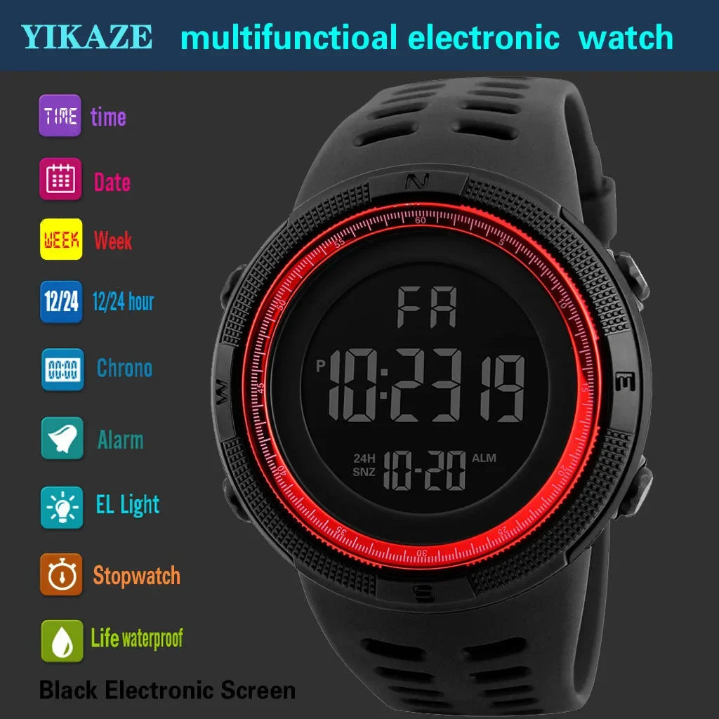 YIKAZE Y01 Military Sports Watch - Multifunctional, Waterproof Digital Watch for Men and Students