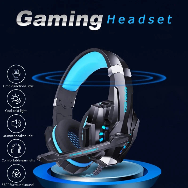 G9000 Gaming Headset Over-Ear Wired Headphones Deep Bass Stereo Casque LED Light Earphone with Mic for Laptop Desktop PC PS5