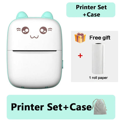 Mini Portable Thermal Printer - Cute Cat Design for Photos, Labels, and Memos