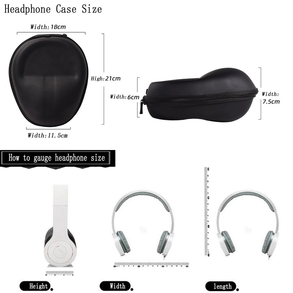 EAV Portable Shockproof Headphone Case – Zipper Storage Bag, Hard Carry Pouch for Sony & Beats Accessories