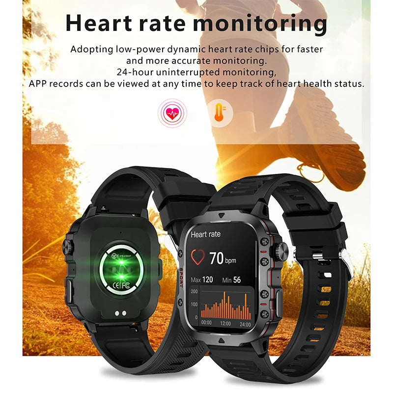 2024 New Xiaomi Military Smart Watch - IP68 Waterproof, 1.96" Display, Bluetooth Calls, Fitness Tracker