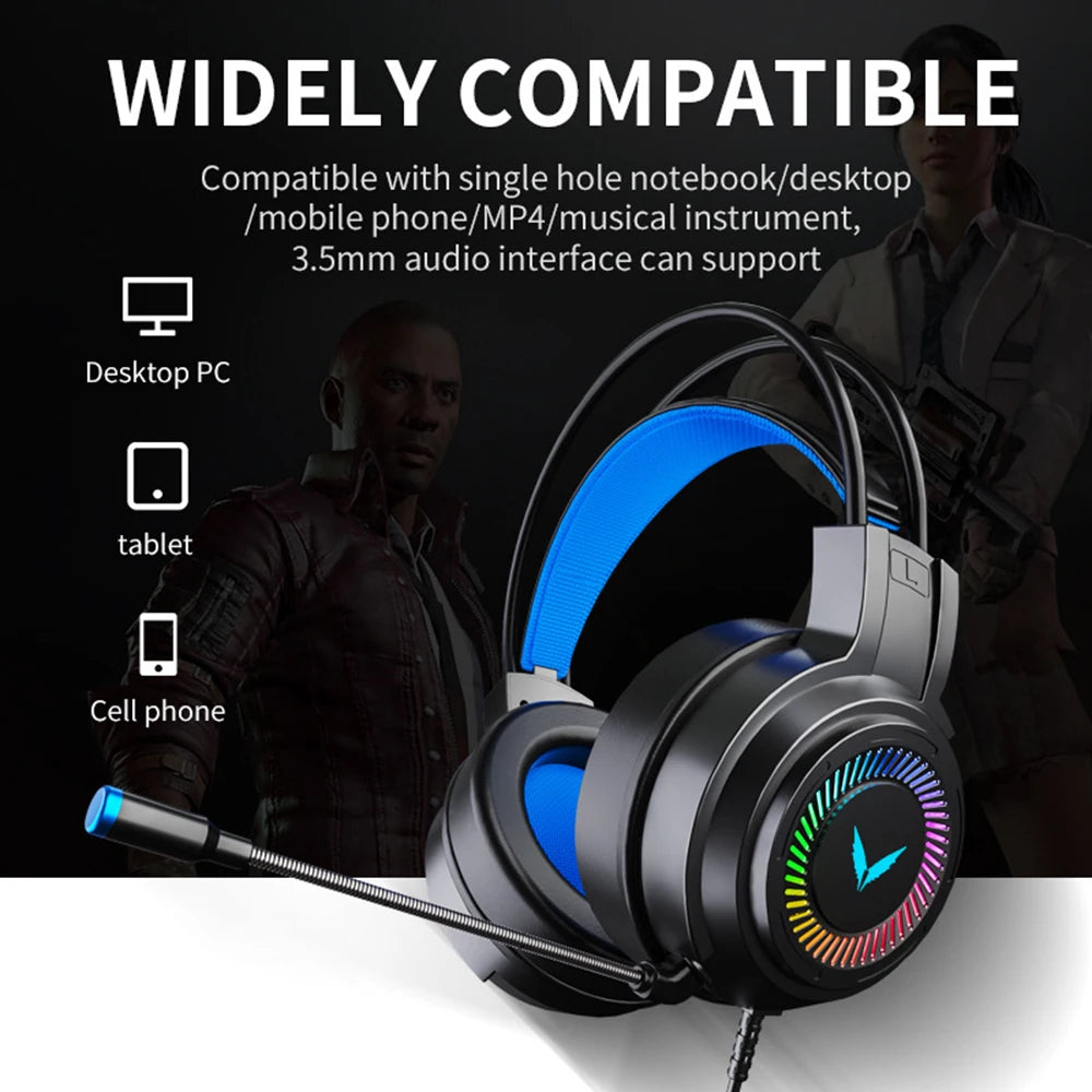 USB Gaming Headset 3.5mm Wired Headphones 7.1 Channel Stereo Surround Bass Earphone Helmet With Microphone For PC Laptop Gamer