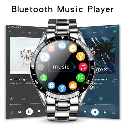 LIGE 2024 Smart Watch - Full Circle Touch Screen, Bluetooth Call, Waterproof