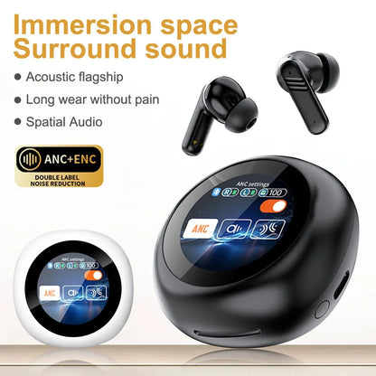 LX-30 Full Touch Screen Headphones ANC Bluetooth 5.4 ENC Noise Cancelling Earphones With Microphone HiFi Wireless In-Ear Earbuds