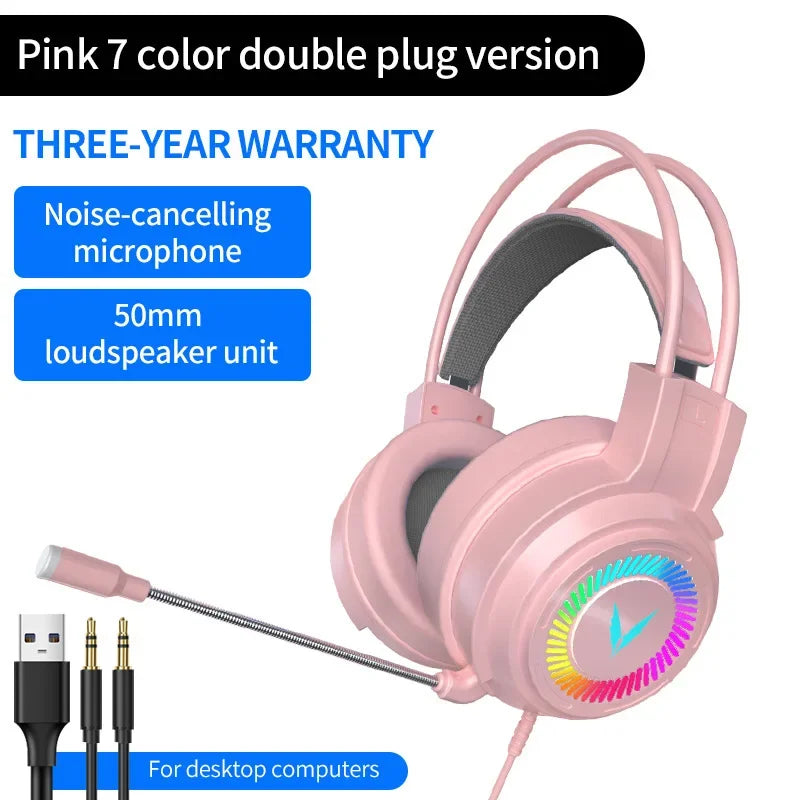 G58 G60 Gaming Headset 7.1 Stereo SVirtual Surround Bass Earphone Headphone with Mic LED Light for Computer PC Gamer Foldable