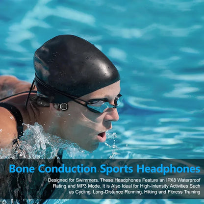 Bone Conduction Bluetooth 5.3 Earphones IPX8 – HiFi Waterproof Ear-Hook Earbuds, Perfect for Swimming, with 32GB Storage