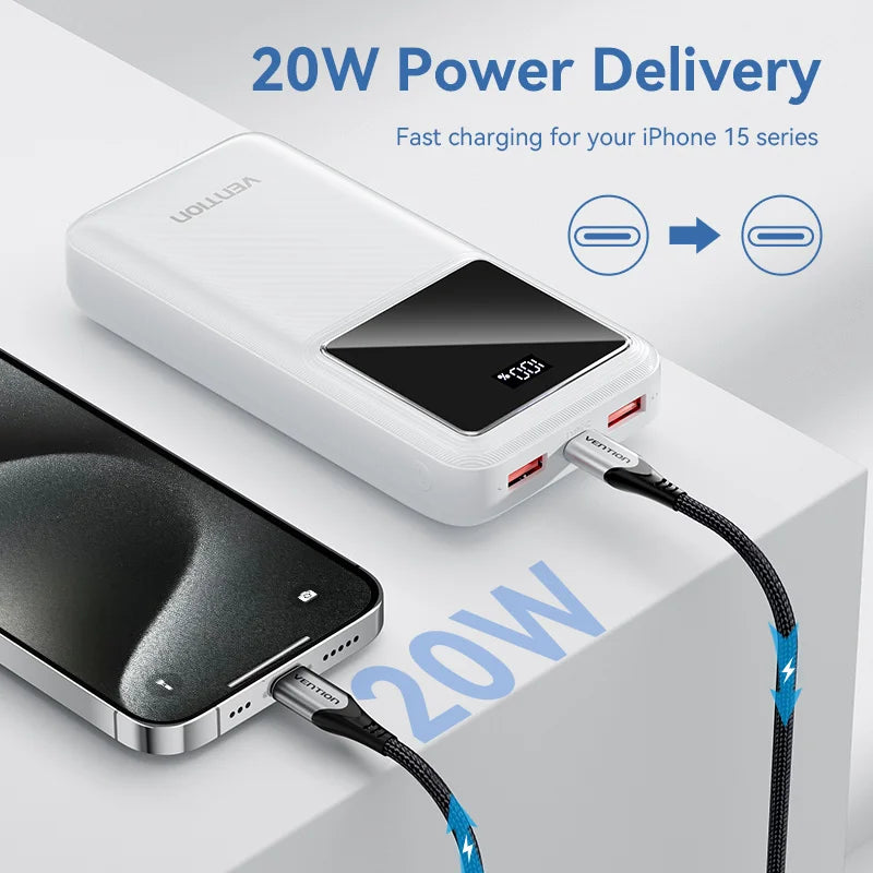 Vention 22.5W Power Bank Fast Charge 20000mAh Portable PowerBank for iPhone 15 Pro Max Xiaomi 10000mAh Portable Battery Charger