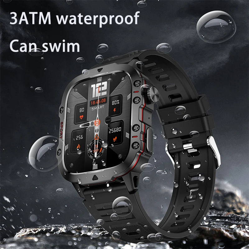 2024 New Xiaomi Military Smart Watch - IP68 Waterproof, 1.96" Display, Bluetooth Calls, Fitness Tracker