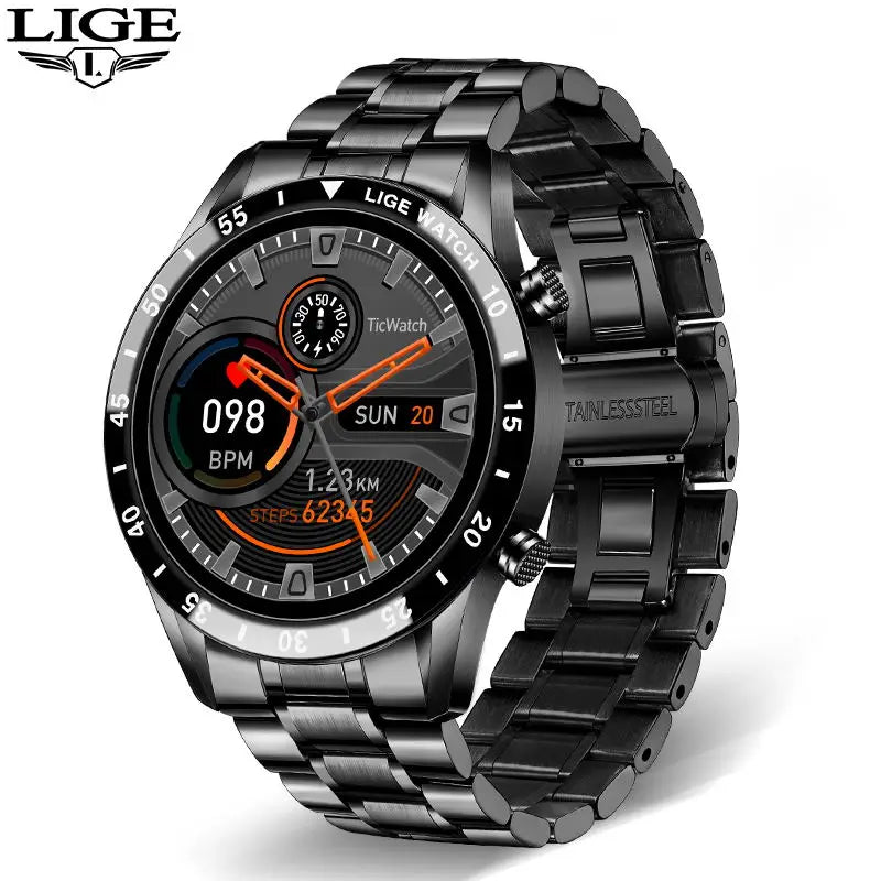 LIGE 2024 Smart Watch - Full Circle Touch Screen, Bluetooth Call, Waterproof