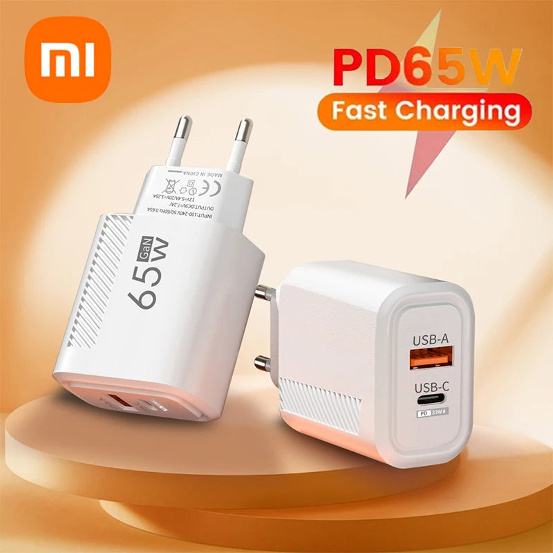 Xiaomi 65W Fast Charger: USB A/C Ports with QC 3.0 for Rapid Charging