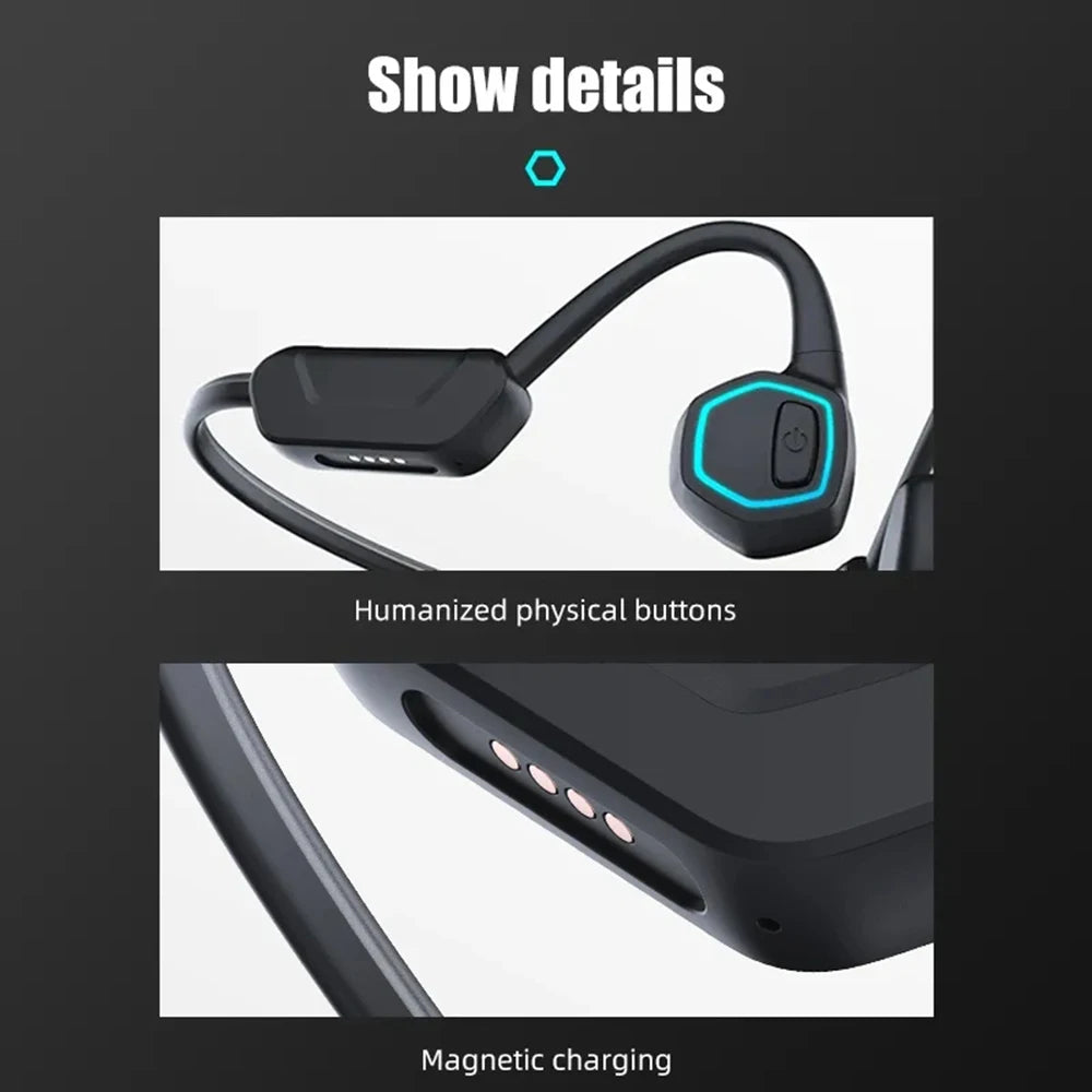 Bone Conduction Bluetooth 5.3 Earphones IPX8 – HiFi Waterproof Ear-Hook Earbuds, Perfect for Swimming, with 32GB Storage