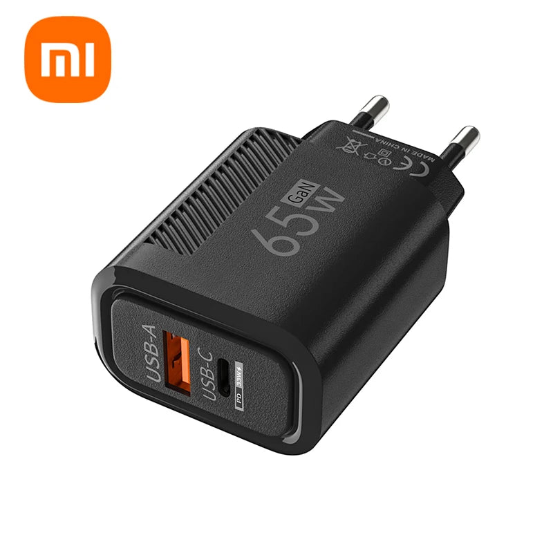 Xiaomi 65W Fast Charger: USB A/C Ports with QC 3.0 for Rapid Charging