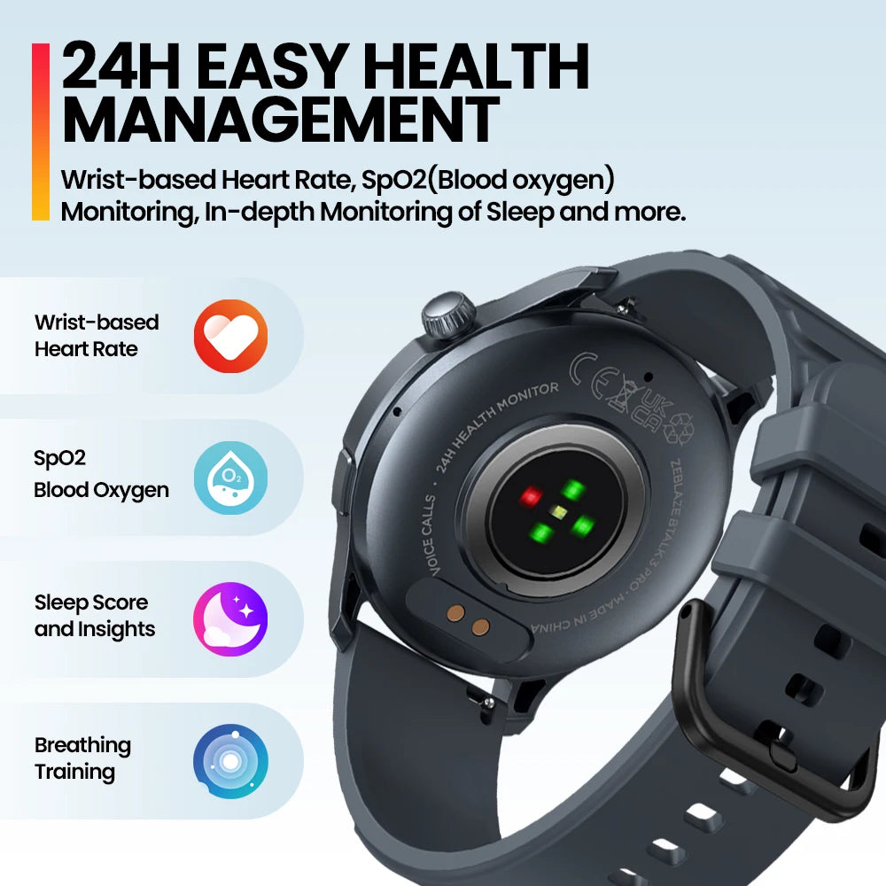 [2024 World Premiere] Zeblaze Btalk 3 Pro Smart Watch - AMOLED Display, Bluetooth Calls, Health & Fitness Tracking