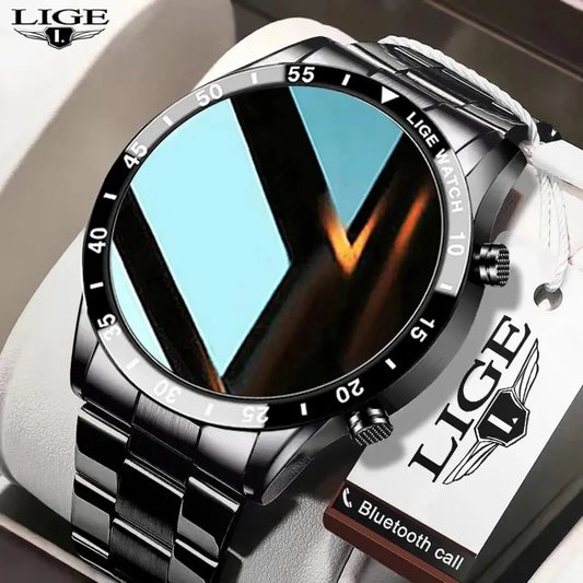 LIGE 2024 Smart Watch - Full Circle Touch Screen, Bluetooth Call, Waterproof