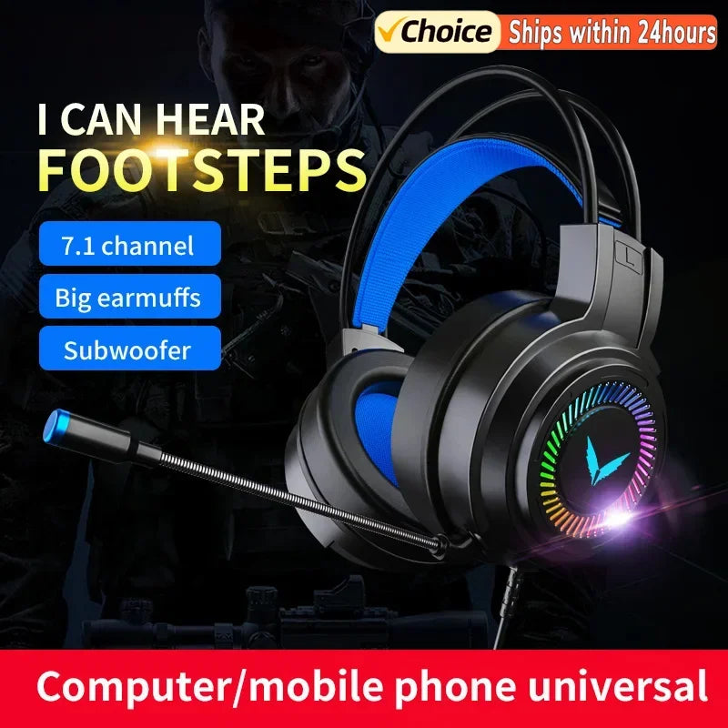 G58 G60 Gaming Headset 7.1 Stereo SVirtual Surround Bass Earphone Headphone with Mic LED Light for Computer PC Gamer Foldable